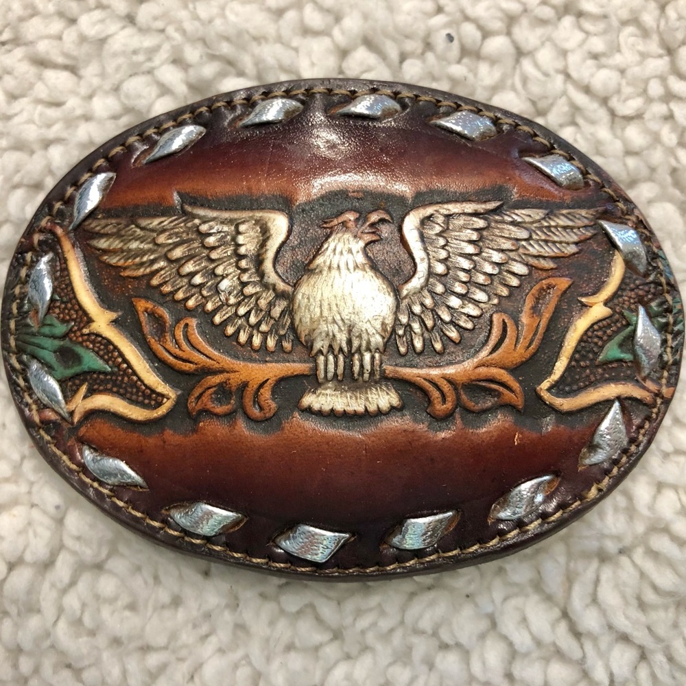 Brazos Joe Leather Wrapped Belt Buckle